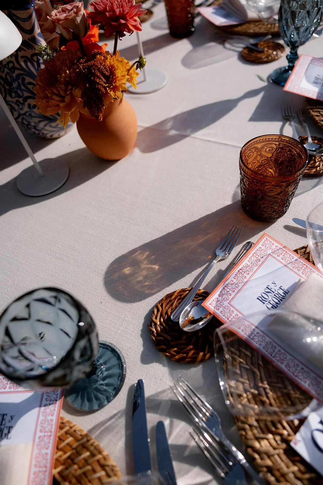 Place setting with the wedding menu card